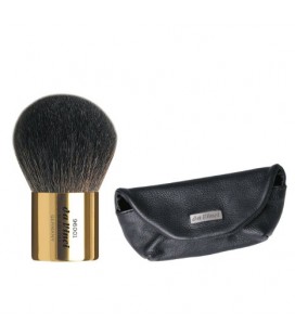 GOLD KABUKI POWDER BRUSH IN LEATHER SLEEVE